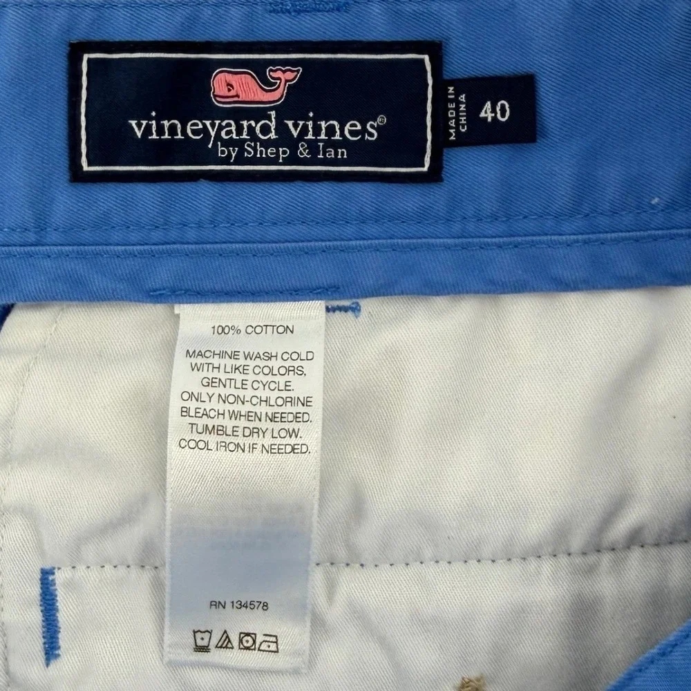 Vineyard Vines Breaker Shorts Mens 40 Blue‎ Cotton Twill Flat Front Classic Fit